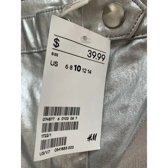 NWT H&M Silver Slim Fit Pants Straight Leg Size 10 - Picture 5 of 7